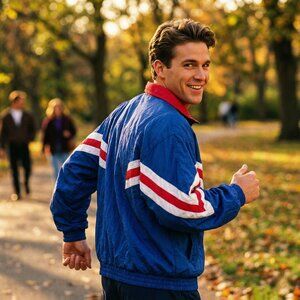 Vintage 1721 Sportclub Blue Red White Colorblock Windbreaker Cotton Men Large